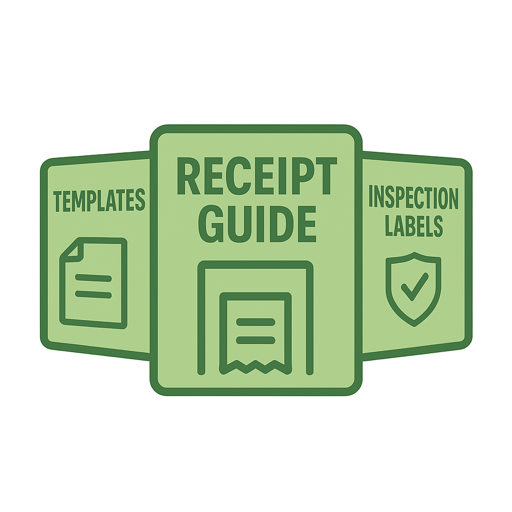 COMING SOON: RECEIPT GUIDE + TEMPLATES + INSPECTION LABELS